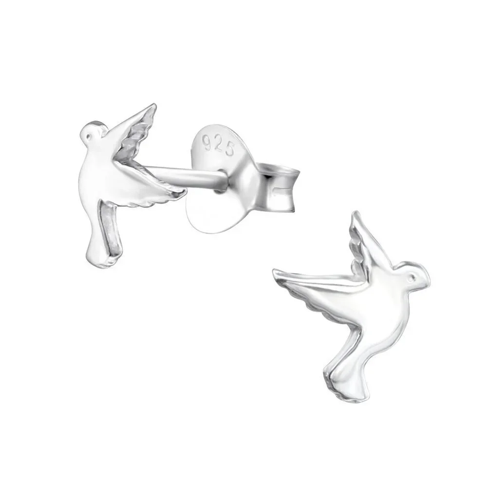 Sterling Silver Tiny Dove Bird Earrings